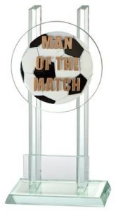 W140.040 Fussball - MAN OF THE MATCH - Glaspokal/trophäe inkl. Beschriftung | 3 Größen