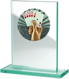 W511.060 Skat - Poker Glastrophäe inkl. Beschriftung | 100x150 mm