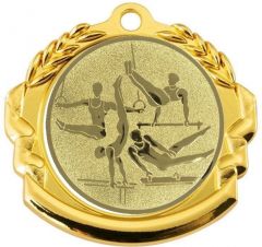 9360.295 Geräteturner - Mehrkampf Medaille 70 mm Ø inkl. Band / Kordel | montiert