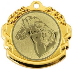 9360.414 Pferd - Pony Medaille 70 mm Ø inkl. Band / Kordel | montiert