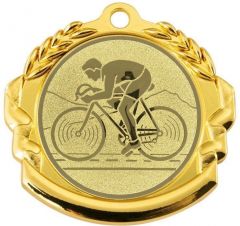 9360.250 Radrennfahrer Medaille 70 mm Ø inkl. Band / Kordel | montiert