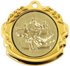 9360.035 Geräteturnen Herren Medaille 70 mm Ø mit 3D Motiv inkl. Band / Kordel | montiert