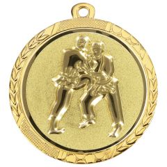 9360.022 Judo Medaille 70 mm Ø mit 3D Motiv inkl. Band / Kordel | montiert