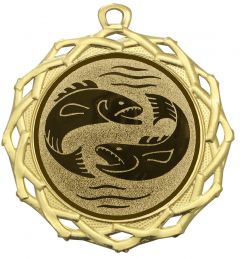 DI7003.231 Angler - Fische Medaille 70 mm Ø inkl. Band / Kordel | montiert