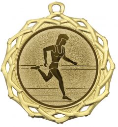 DI7003.244 Läuferin Medaille Möckmühl 70 mm Ø inkl. Band / Kordel | montiert
