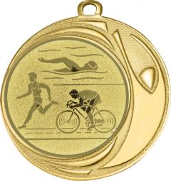 DI7006.248 Triathlon Medaille 70 mm Ø inkl. Band / Kordel | montiert