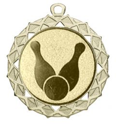 DI7003.261 Bowling - Kegler Medaille Weissach 70 mm Ø inkl. Band / Kordel | montiert